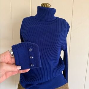 Women's Blue Turtleneck Sweater
